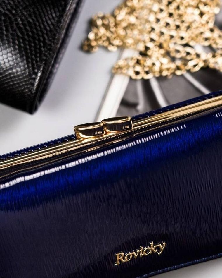 Portfel, niebieski, skórzany, Rovicky