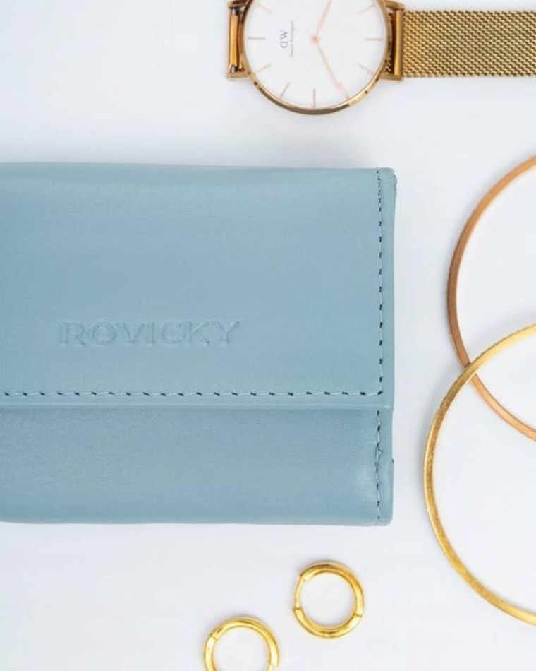 Portfel, niebieski, skórzany, Rovicky