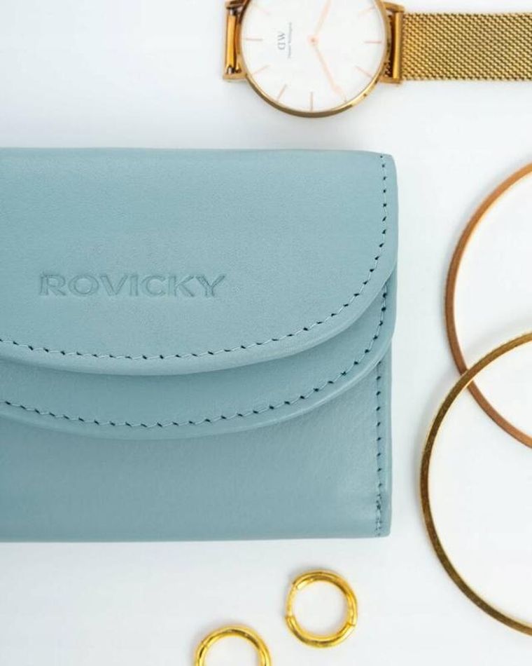 Portfel, niebieski, skórzany, Rovicky