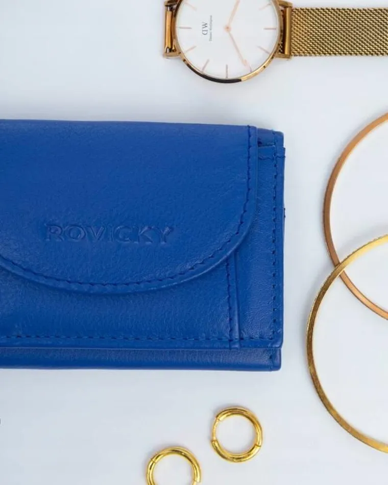 Portfel, niebieski, skórzany, Rovicky
