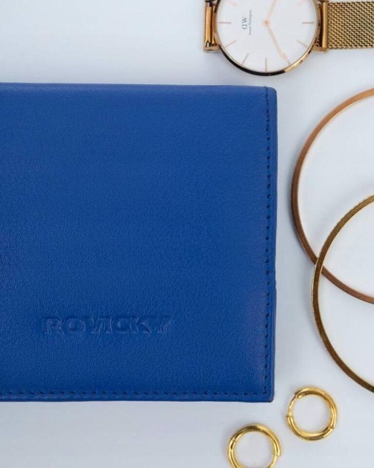 Portfel, niebieski, skórzany, Rovicky