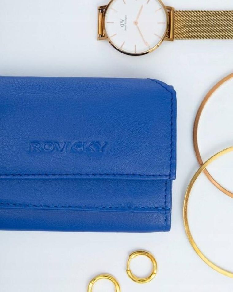 Portfel, niebieski, skórzany, Rovicky