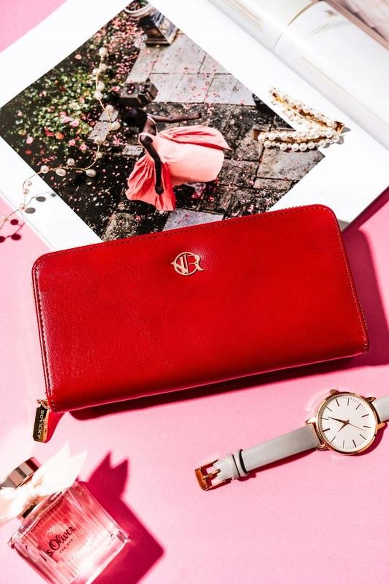 Portfel-piórnik, czerwony, skóra ekologiczna, Rovicky