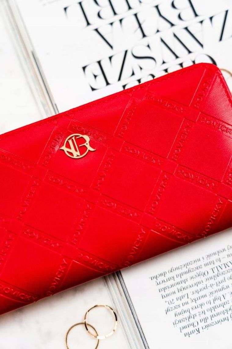 Portfel-piórnik, czerwony, skóra ekologiczna, Rovicky