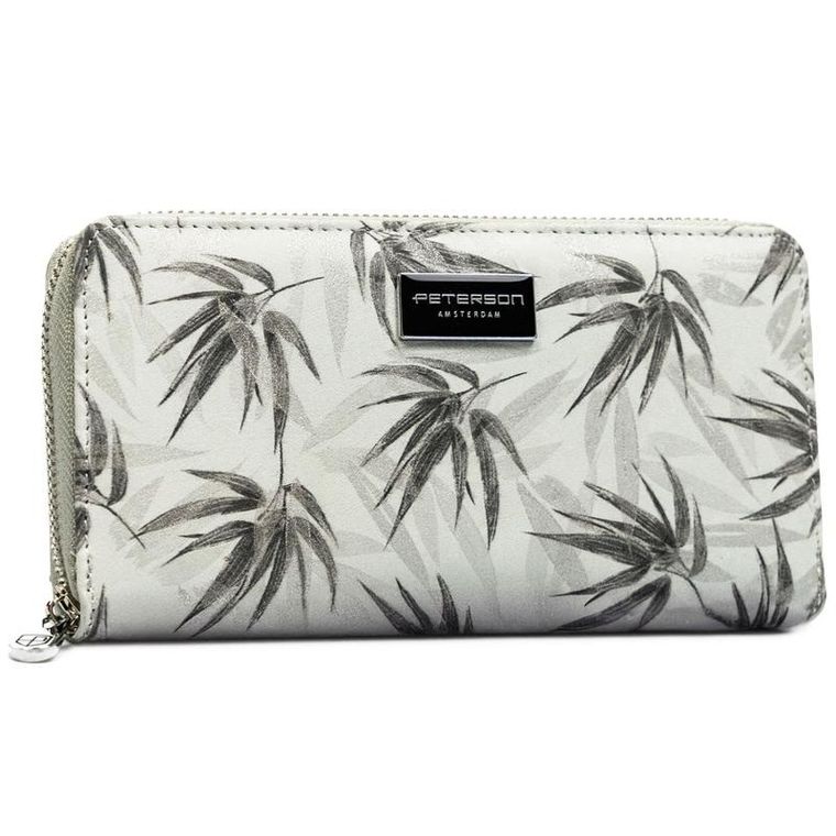 Portfel-piórnik, szary, skóra naturalna i ekologiczna, Peterson