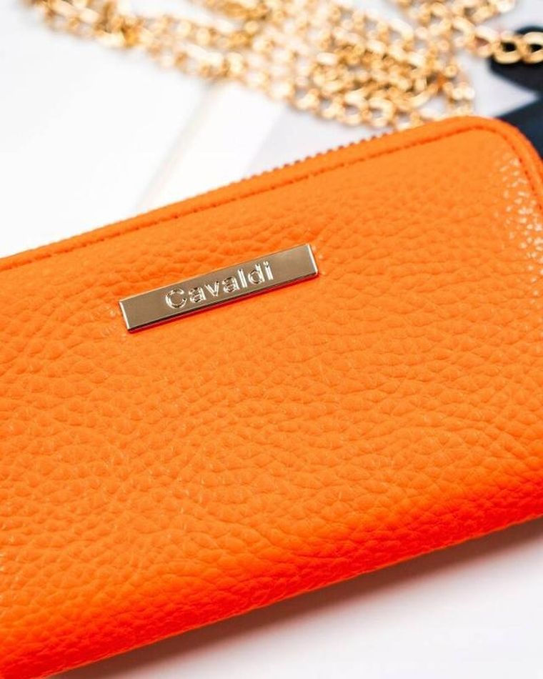 Portfel, pomarańczowy, skóra ekologiczna, Cavaldi