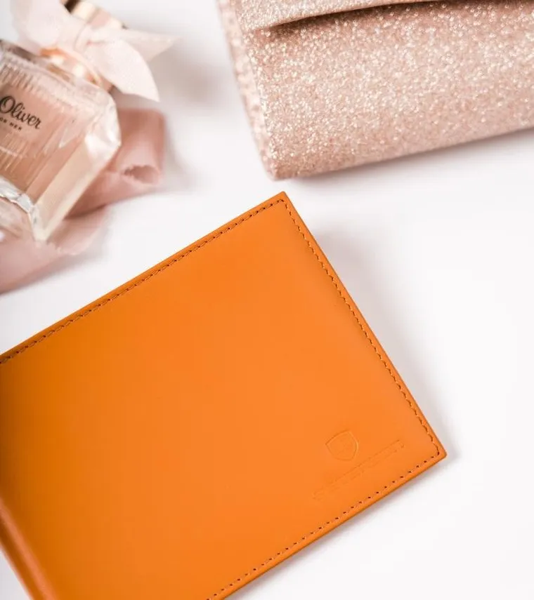 Portfel, pomarańczowy, skórzany, Peterson