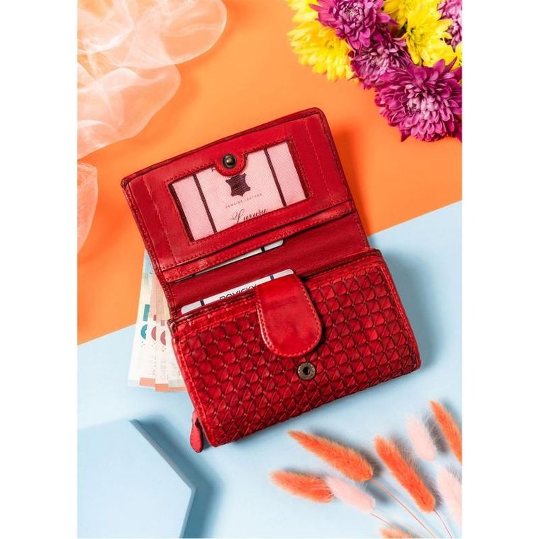 Portfel, pomarańczowy, skórzany, RFID, Rovicky