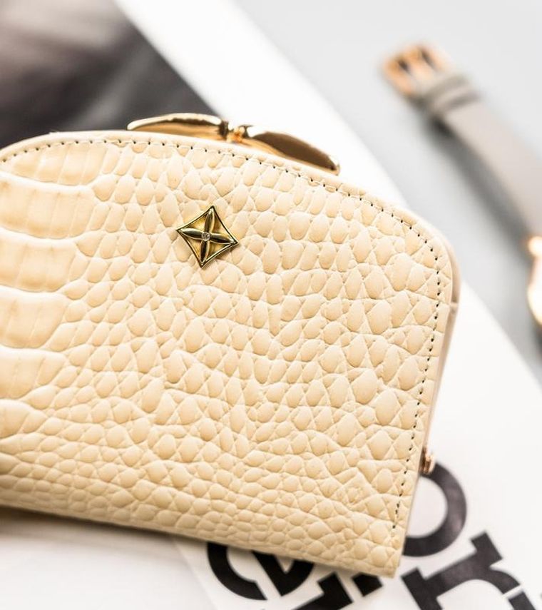 Portfel-portmonetka, beżowy, skóra ekologiczna, Milano Design