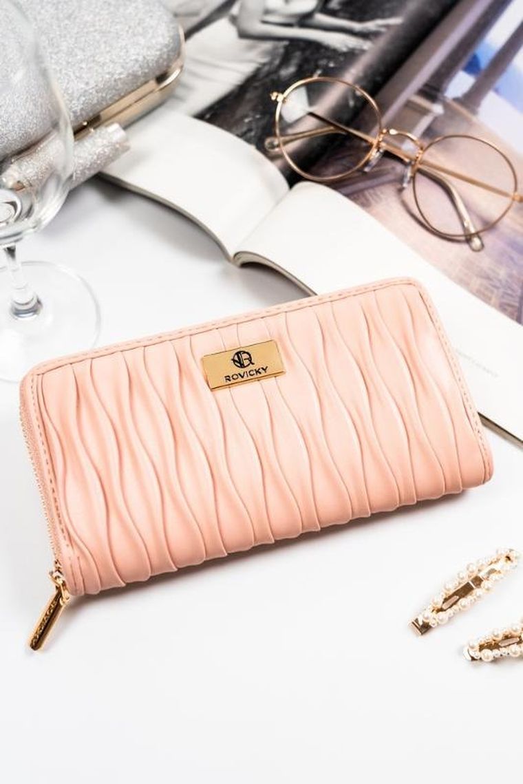 Portfel, różowy, skóra ekologiczna, Rovicky