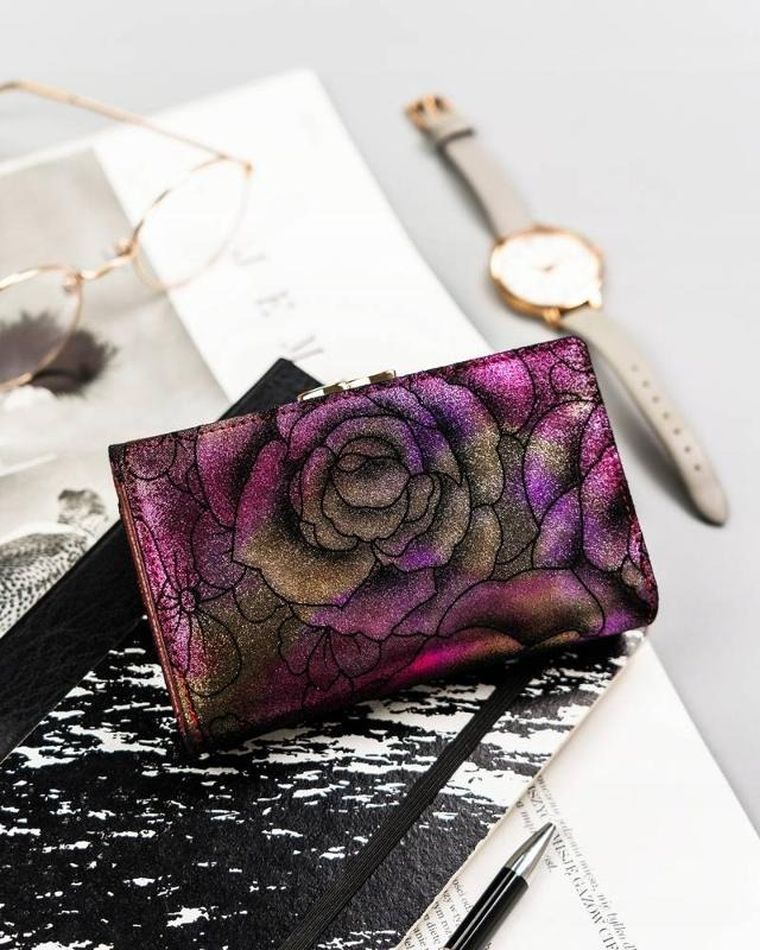 Portfel, różowy, skórzany, Peterson