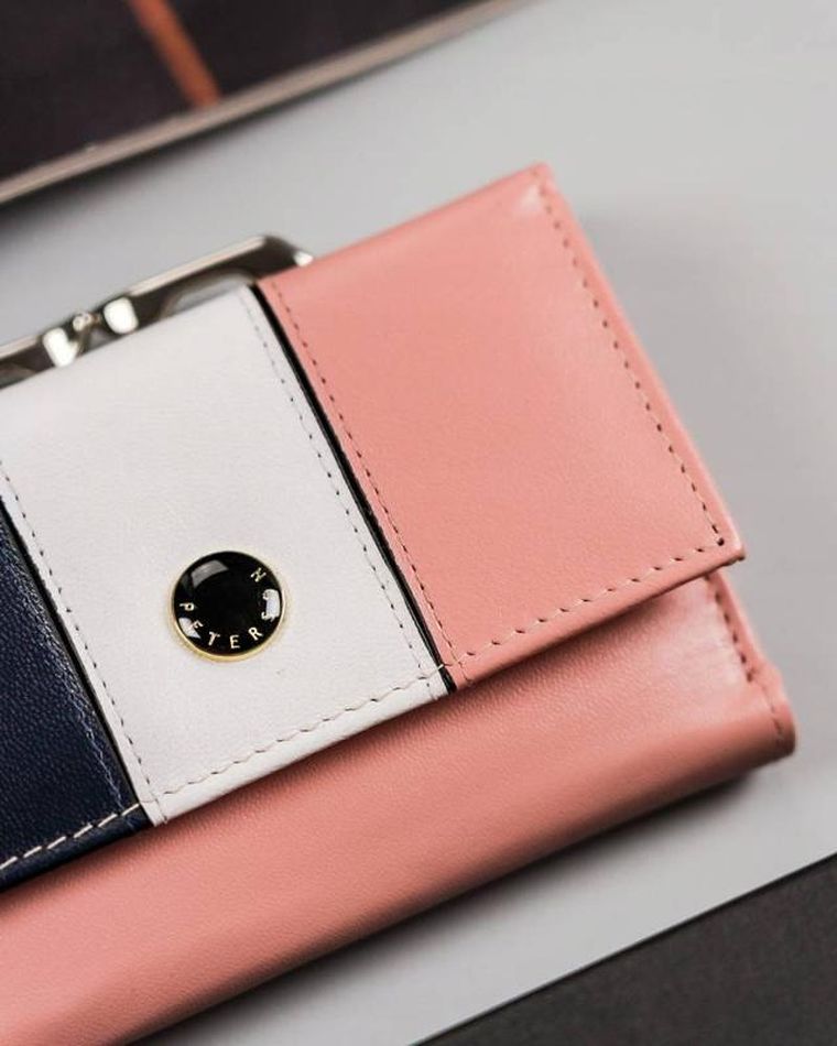Portfel, różowy, skórzany, RFID, Peterson