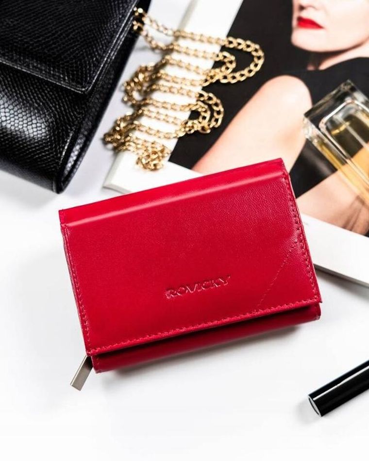 Portfel, różowy, skórzany, RFID, Rovicky