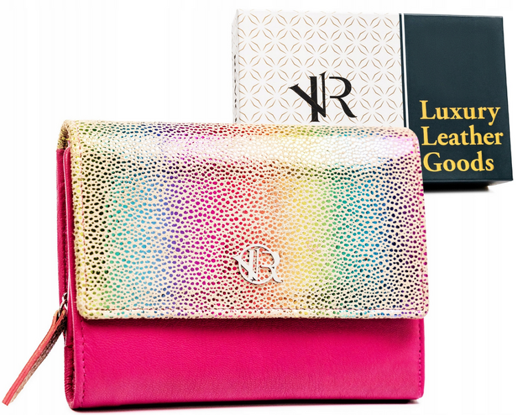 Portfel, różowy, skórzany, Rovicky