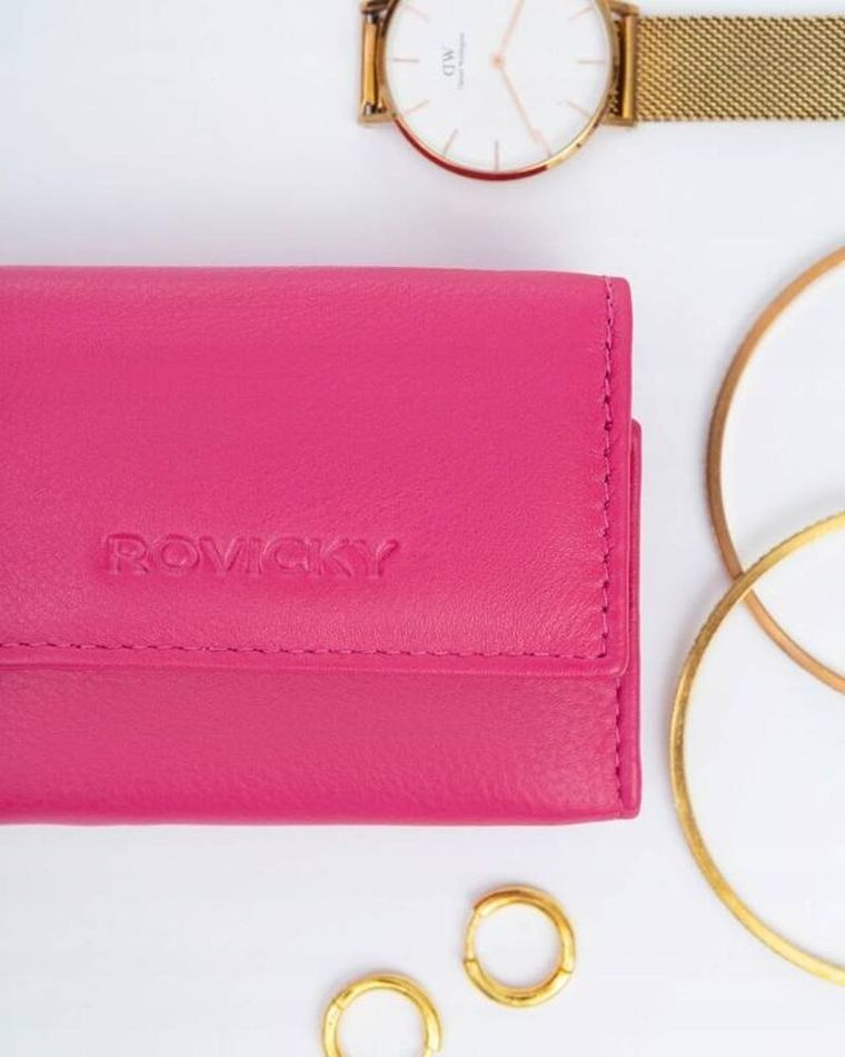 Portfel, różowy, skórzany, Rovicky