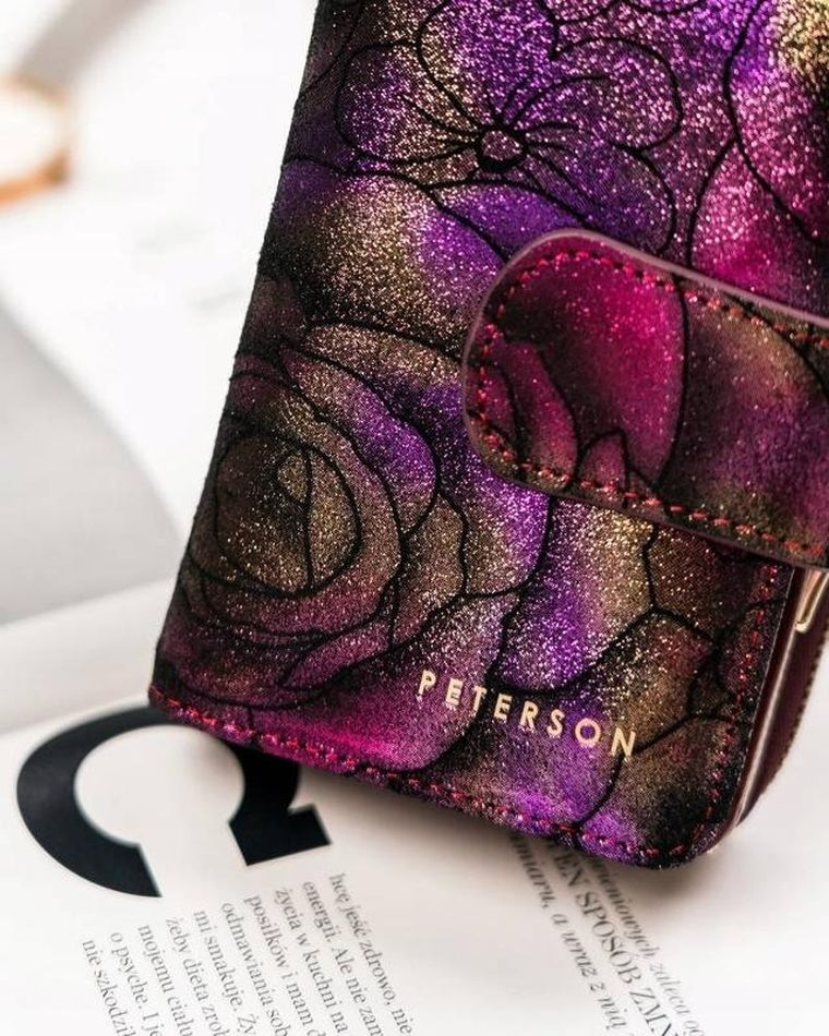 Portfel, skórzany, różowy, Peterson