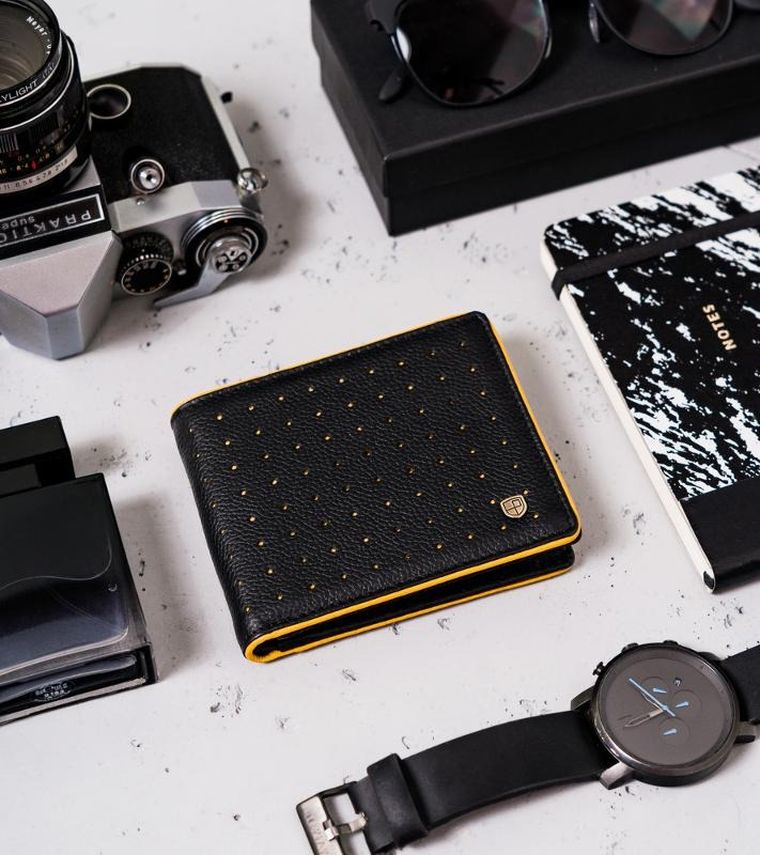 Portfel sportowy, czarny, skórzany, RFID, Peterson