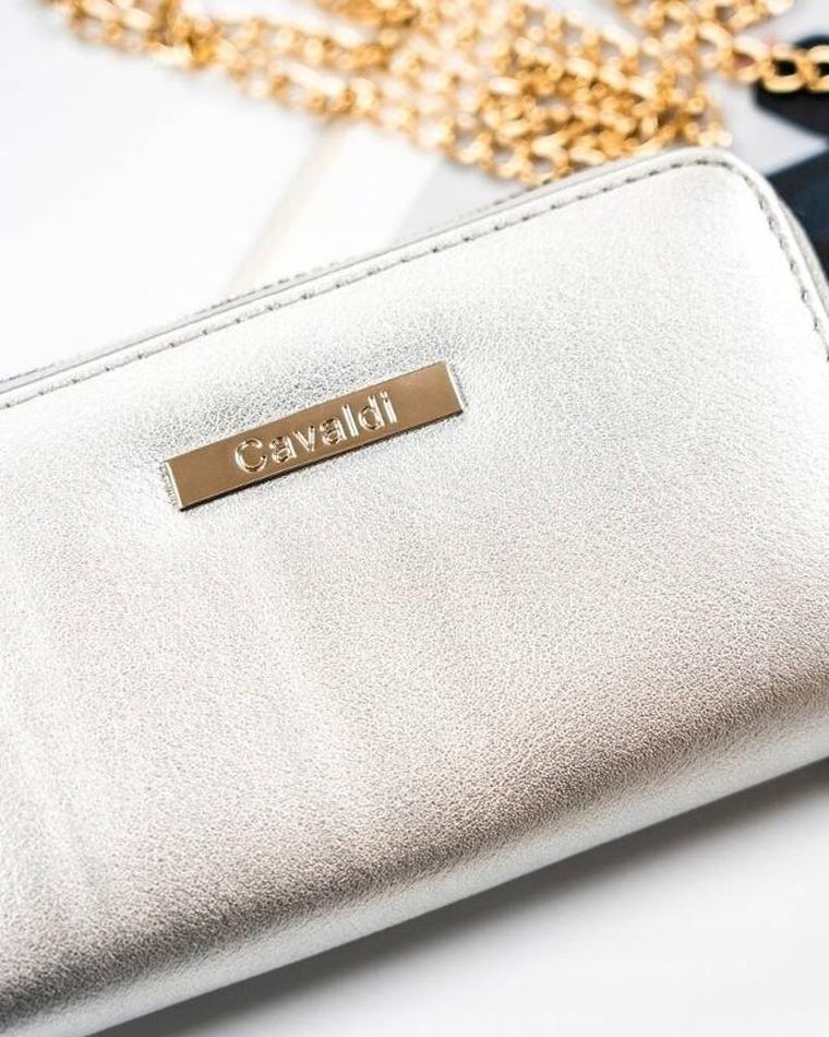 Portfel, srebrny, skóra ekologiczna, Cavaldi