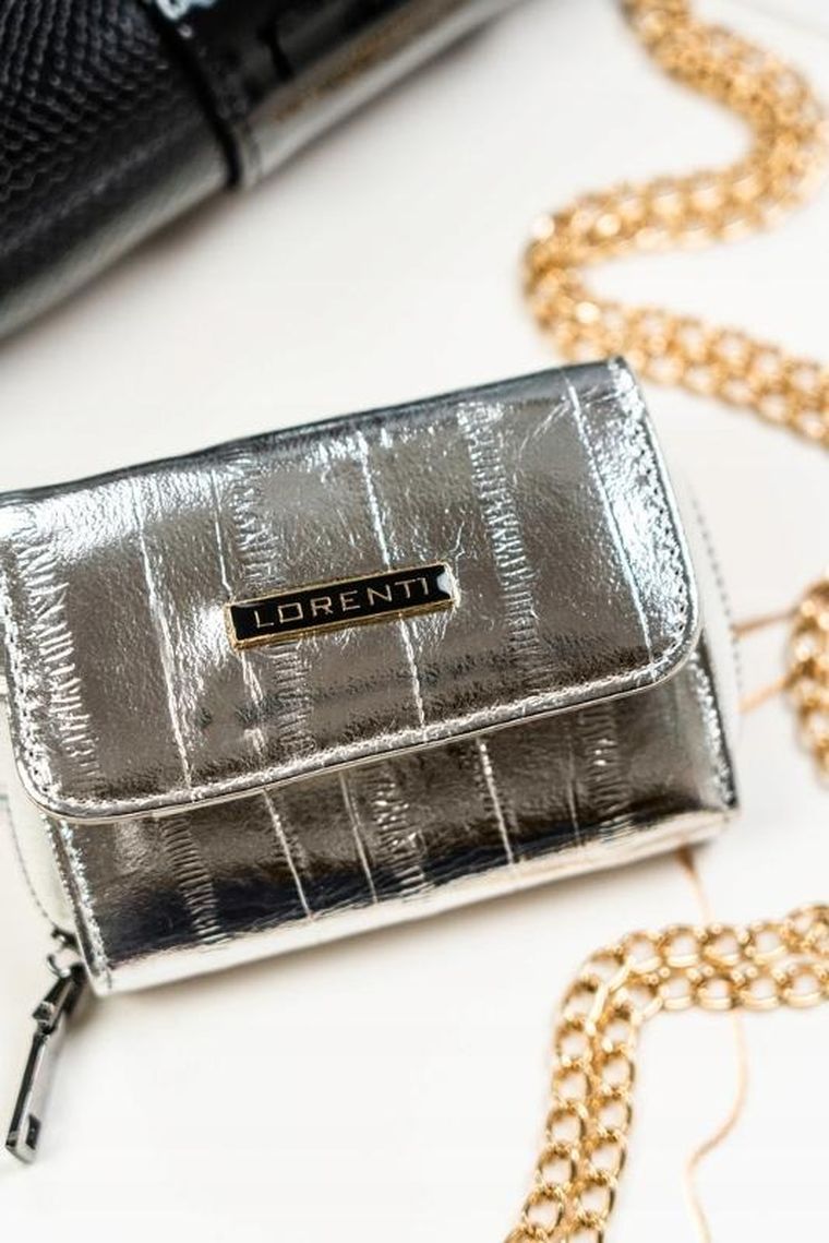 Portfel, srebrny, skórzany, Lorenti