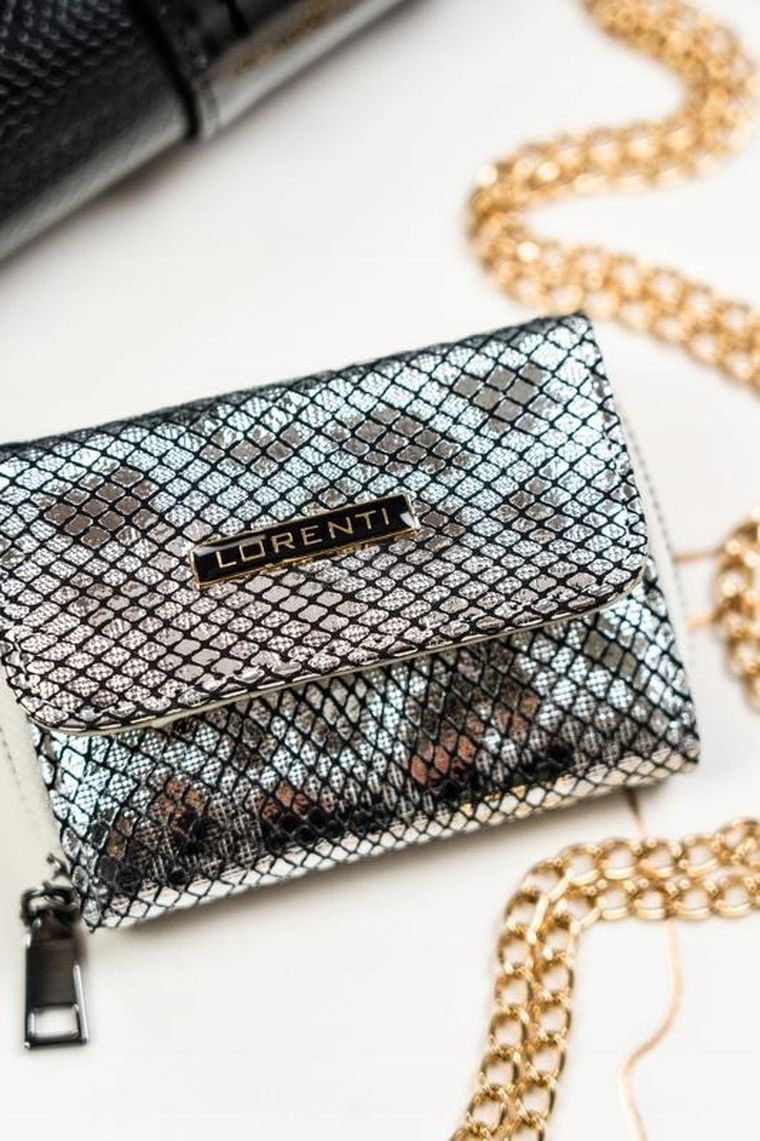 Portfel, srebrny, skórzany, Lorenti