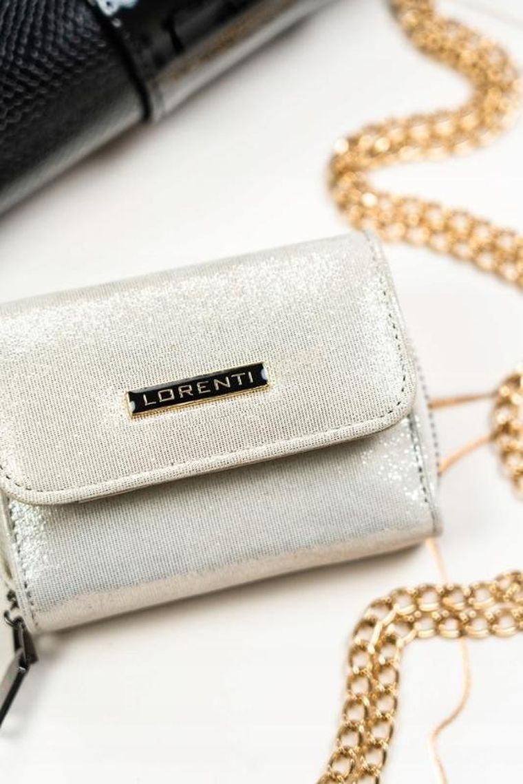 Portfel, srebrny, skórzany, Lorenti