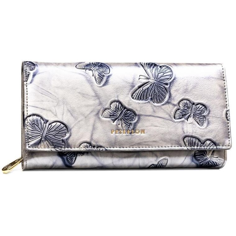 Portfel, srebrny, skórzany, Peterson