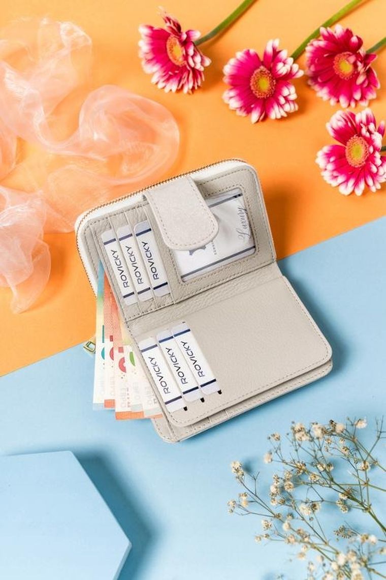 Portfel, srebrny, skórzany, RFID, Lorenti