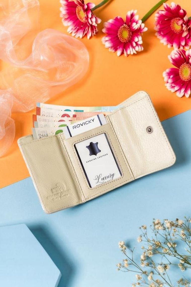 Portfel, srebrny, skórzany, RFID, Lorenti