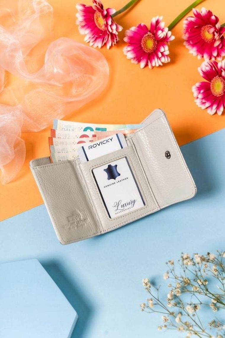 Portfel, srebrny, skórzany, RFID, Lorenti