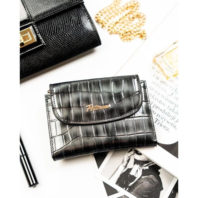 Portfel, szary, skóra ekologiczna, Peterson