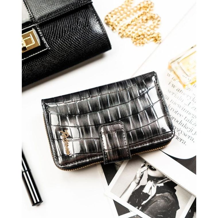 Portfel, szary, skóra ekologiczna, Peterson