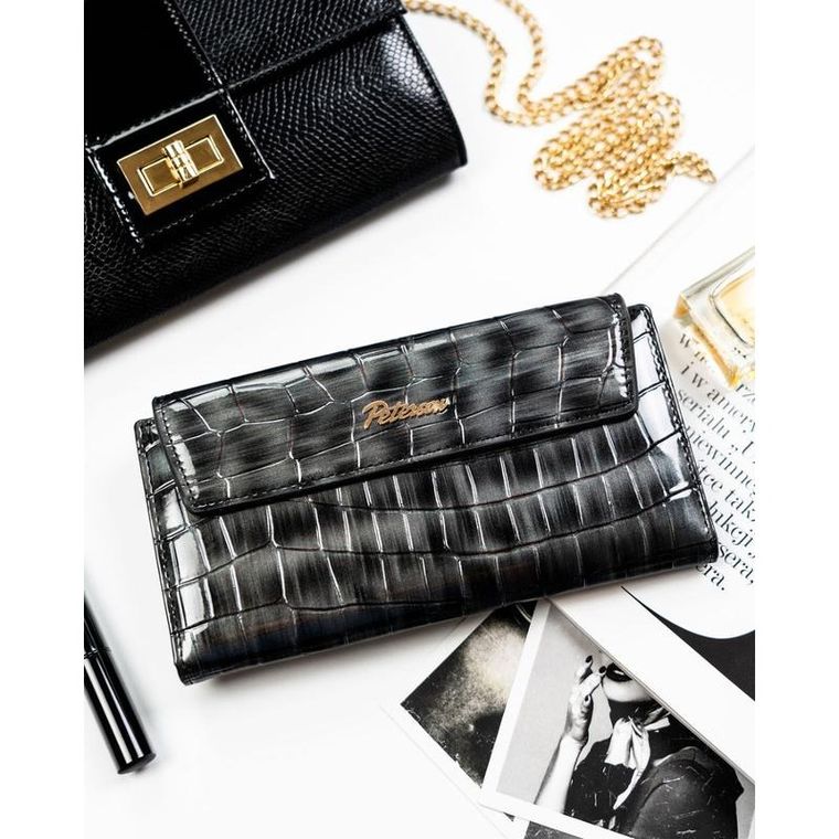 Portfel, szary, skóra ekologiczna, Peterson