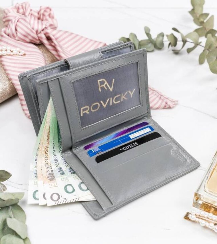 Portfel, szary, skórzany, 4U Cavaldi