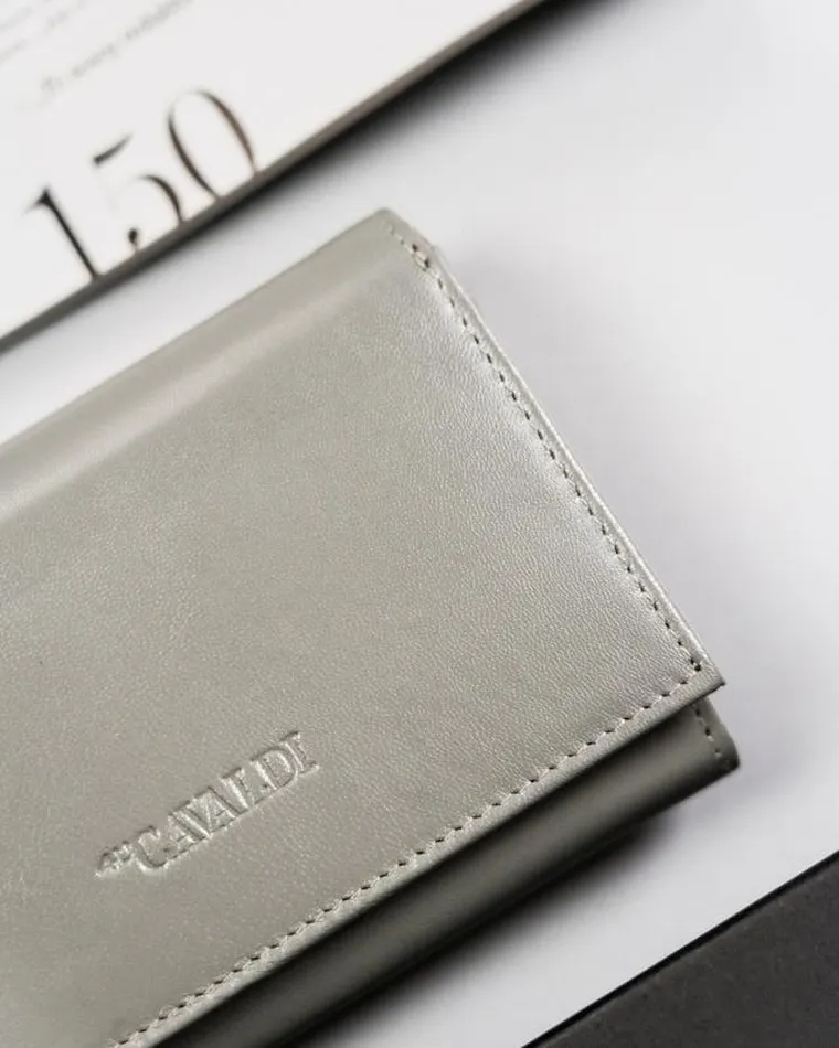 Portfel, szary, skórzany, Cavaldi
