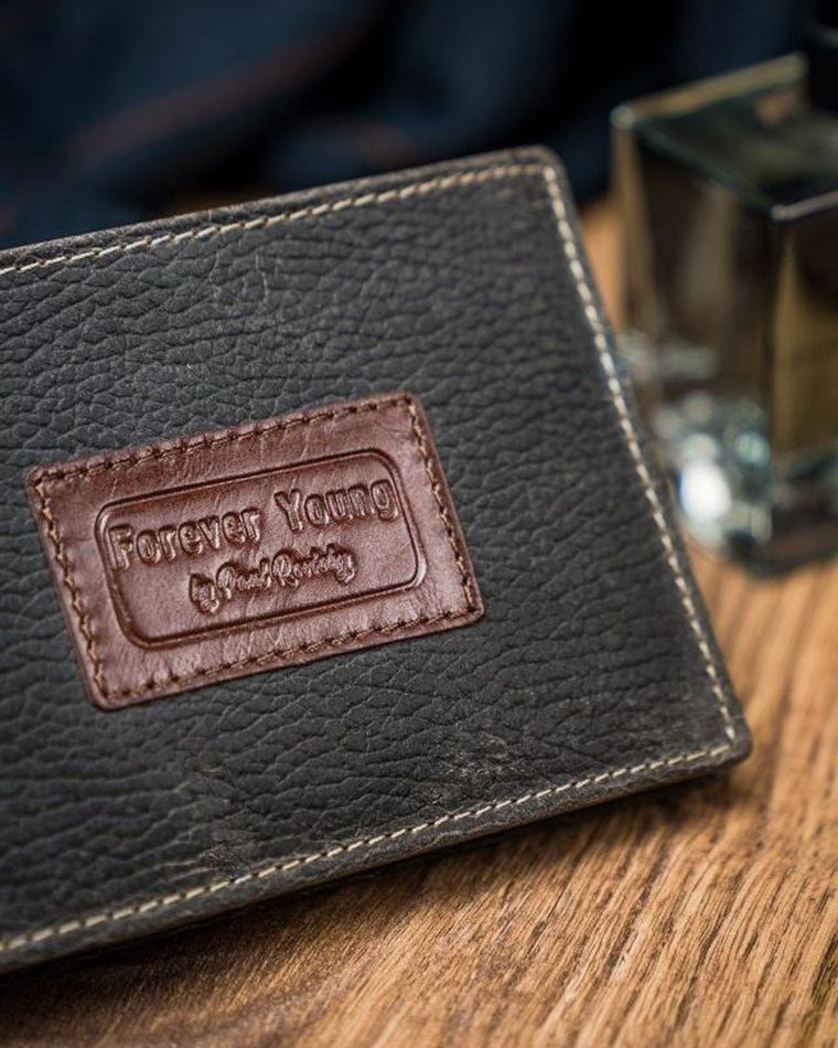 Portfel, szary, skórzany, Forever Young
