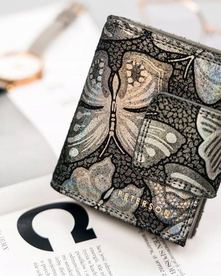 Portfel, szary, skórzany, Peterson