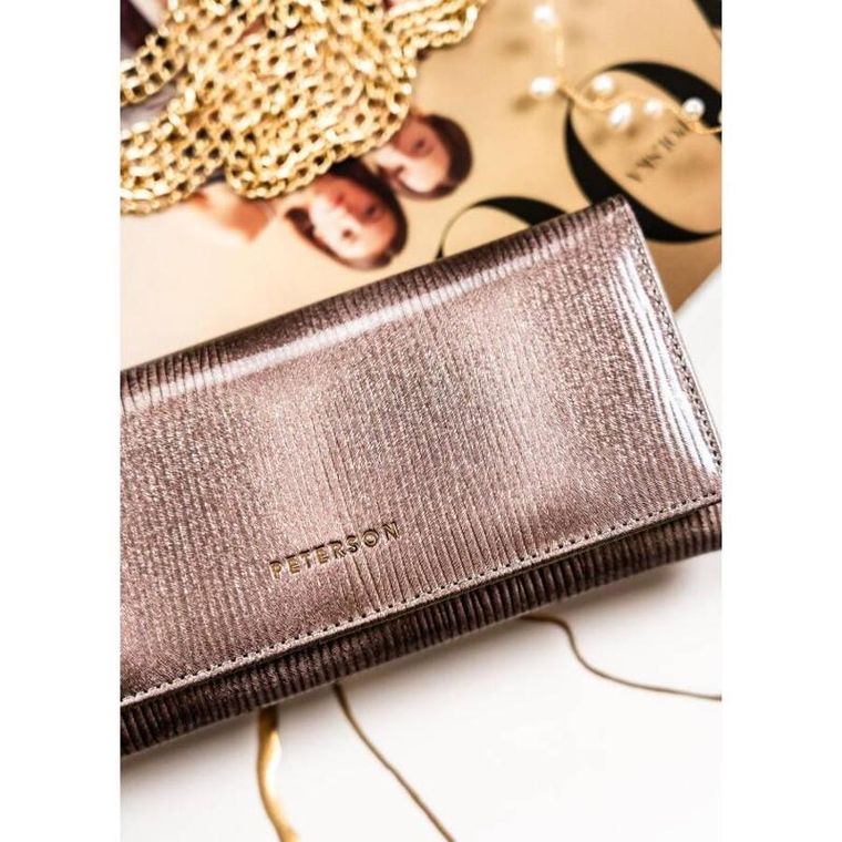 Portfel, szary, skórzany, Peterson