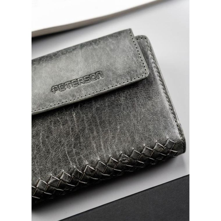 Portfel, szary, skórzany, Peterson