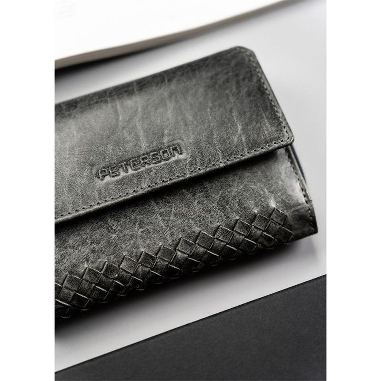 Portfel, szary, skórzany, Peterson