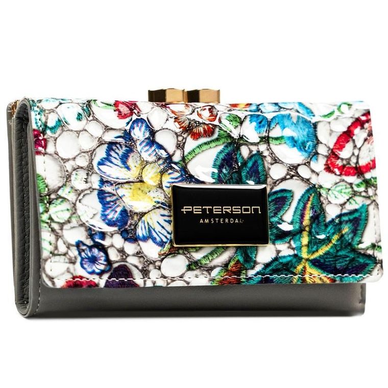 Portfel, szary, skórzany, Peterson