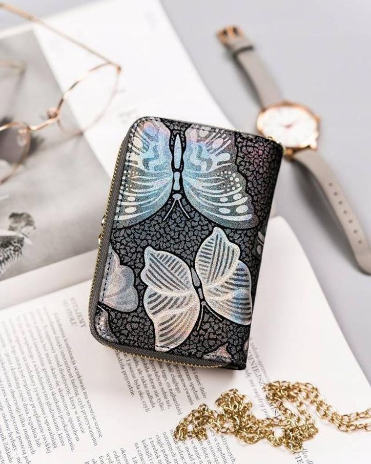 Portfel, szary, skórzany, RFID, Peterson