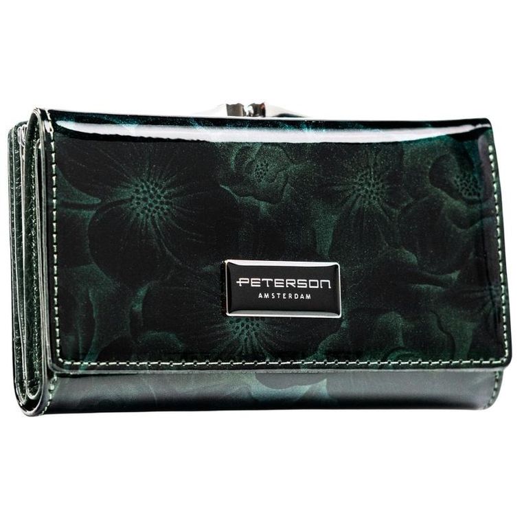 Portfel, zielony, skóra ekologiczna, Peterson