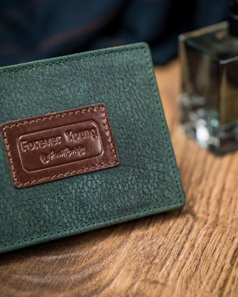 Portfel, zielony, skórzany, Forever Young