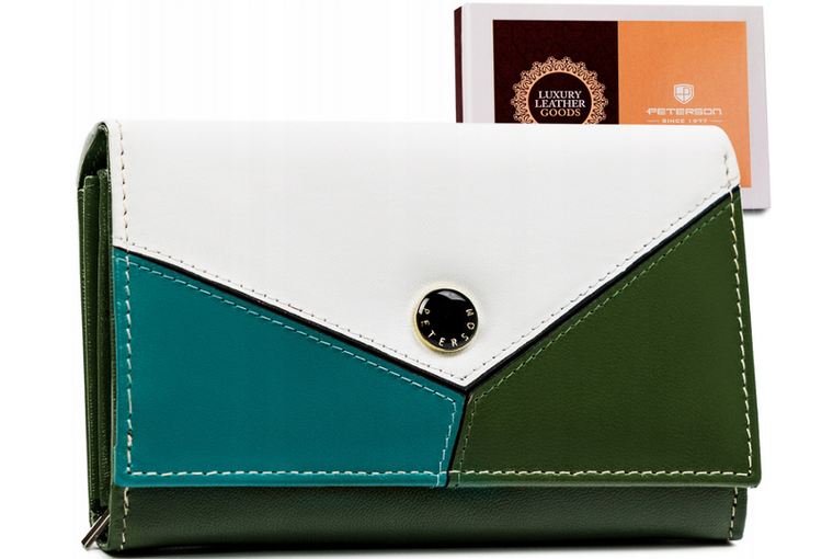 Portfel, zielony, skórzany, Peterson