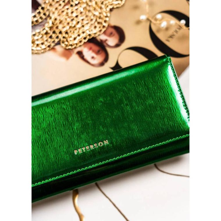 Portfel, zielony, skórzany, Peterson