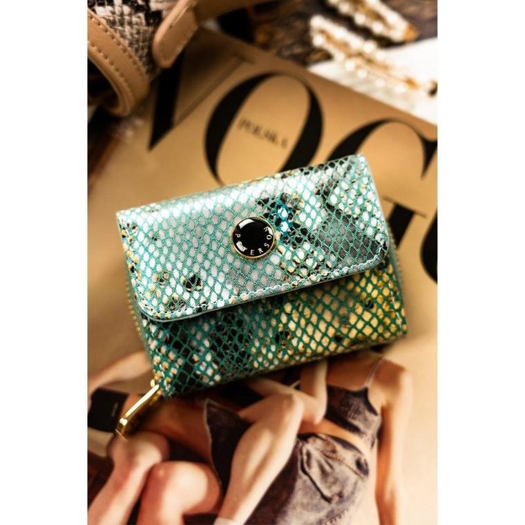 Portfel, zielony, skórzany, RFID, Peterson