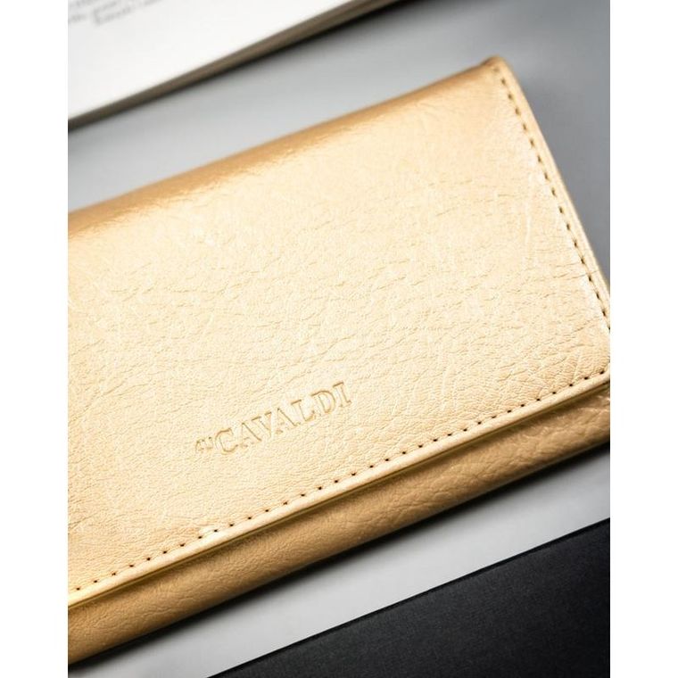 Portfel, złoty, skóra ekologiczna, 4U Cavaldi