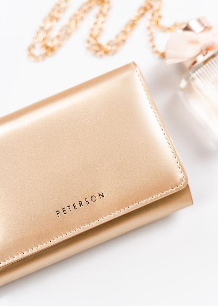 Portfel, złoty, skóra ekologiczna, Peterson