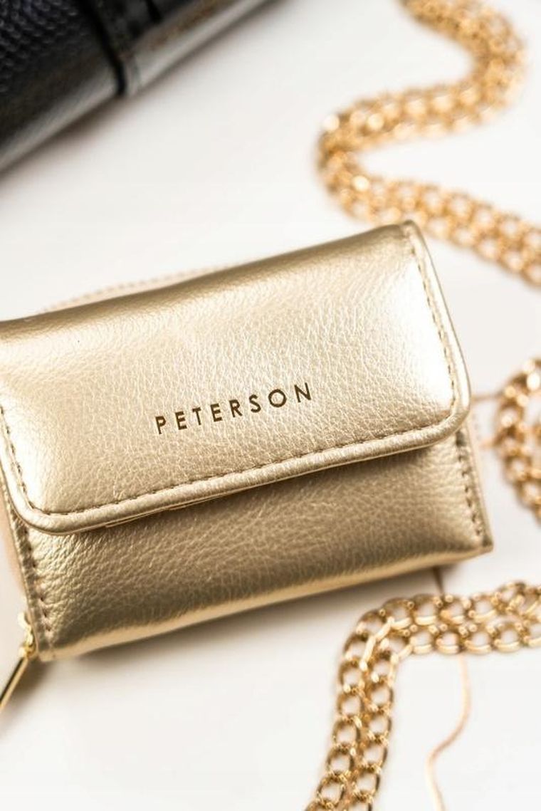 Portfel, złoty, skóra ekologiczna, Peterson