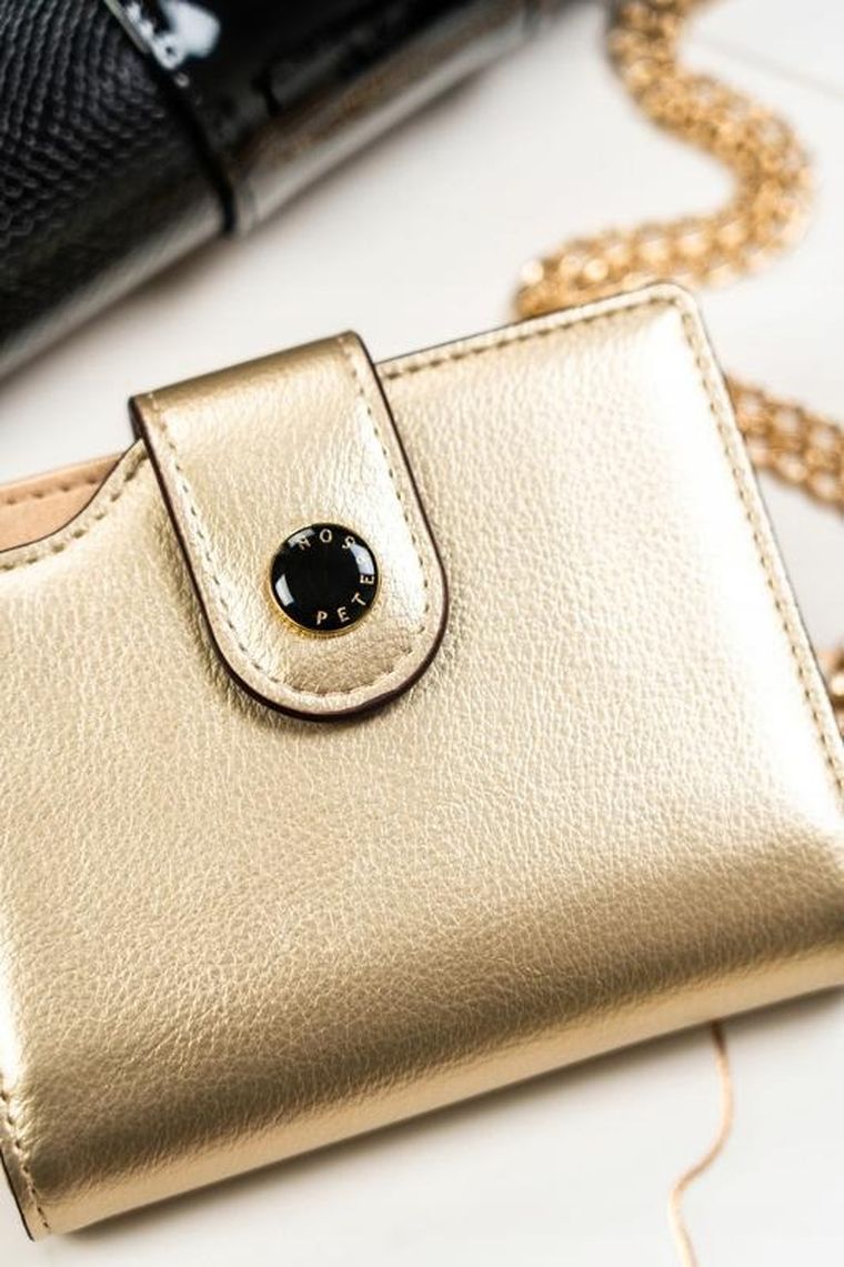 Portfel, złoty, skóra ekologiczna, Peterson